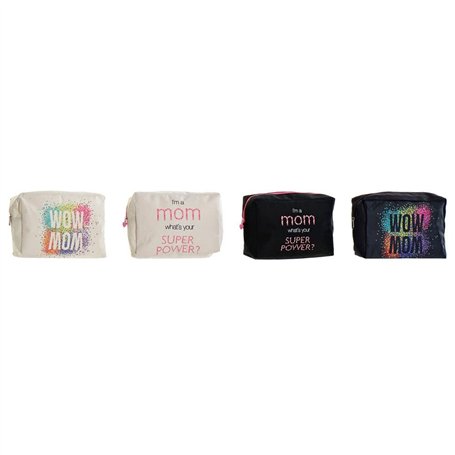 Trousse DKD Home Decor 4 pièces Noir Polyester Blanc Multicolore Moderne (20 x 8 x 14 cm)