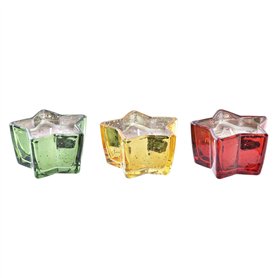 Bougie DKD Home Decor Jaune Rouge Vert Étoile Noël 10 x 10 x 5