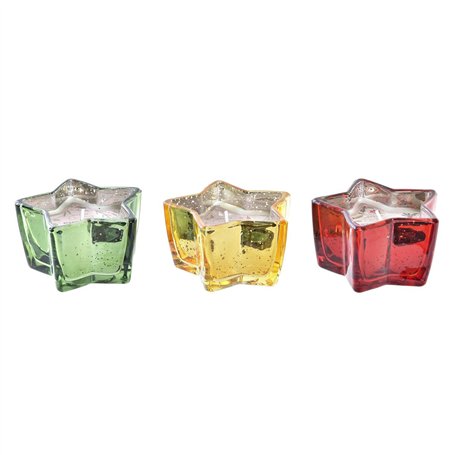 Bougie DKD Home Decor Jaune Rouge Vert Étoile Noël 10 x 10 x 5