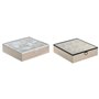 Boîte pour infusions DKD Home Decor Bleu Blanc Noir Naturel Métal Verre Bois MDF 24 x 24 x 6