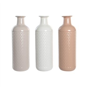 Vase DKD Home Decor Terre cuite Mauve Rose clair Dolomite 13 x 13 x 41 cm (3 Unités)