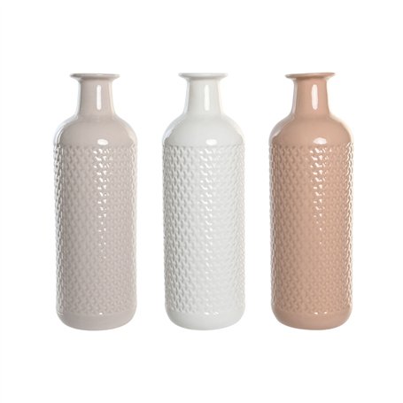 Vase DKD Home Decor Terre cuite Mauve Rose clair Dolomite 13 x 13 x 41 cm (3 Unités)