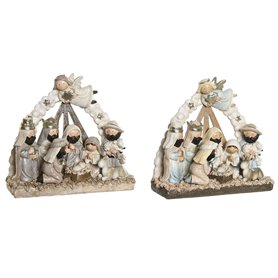 Crèche de Noël DKD Home Decor Bleu Blanc Marron Résine 23