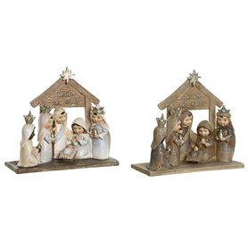Crèche de Noël DKD Home Decor Bleu Marron Doré Résine 7 x 7 x 15