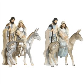 Crèche de Noël DKD Home Decor Bleu Blanc Marron Argenté Résine 23