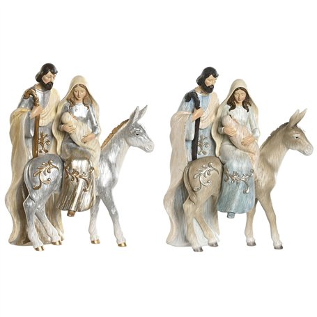 Crèche de Noël DKD Home Decor Bleu Blanc Marron Argenté Résine 23