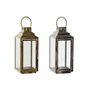 Bougeoir DKD Home Decor Doré Argenté Aluminium Verre 14 x 14 x 35 cm (2 Unités)