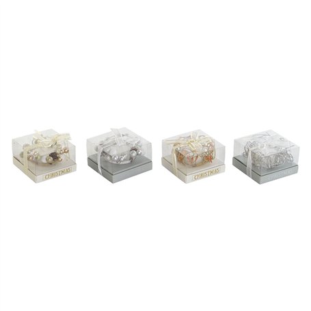 Bougie DKD Home Decor Doré Argenté Noël 10.5 x 10.5 x 7 cm 10