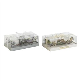 Chandelles DKD Home Decor Doré Argenté Noël 10 x 10 x 7 cm (2 Unités)