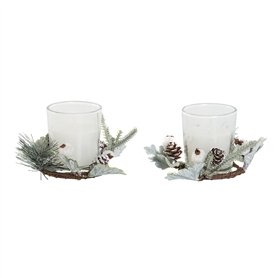 Chandelles DKD Home Decor Blanc Noël 10 x 10 x 7 cm 19 x 10.5 x 7 cm (2 Unités)