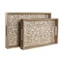 Jeux de plateaux Home ESPRIT Blanc Naturel Indien 44 x 29 x 5 cm (2 Unités)