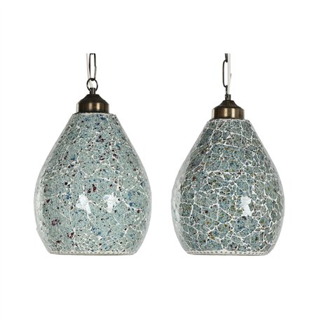 Suspension Home ESPRIT Vert Bleu ciel Métal Verre 25 W 23 x 23 x 66 cm (2 Unités)