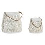Bougeoir Home ESPRIT Blanc Bois Verre 35 x 35 x 32 cm (2 Unités)
