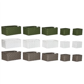 Set de basket Home ESPRIT Vert Gris Crème Métal polypropylène (3 Unités)