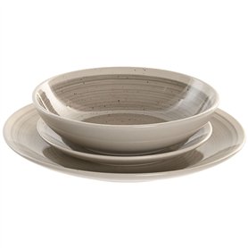 Assiettes Home ESPRIT Beige Gris Grès 18 Pièces