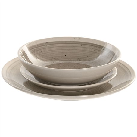 Assiettes Home ESPRIT Beige Gris Grès 18 Pièces
