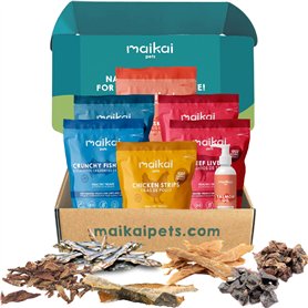 MAIKAI Pets Lot 6 friandises Chien - Coffret Cadeau d'anniversaire pour Chien et Chat - Huile de Saumon pour Chien et Chat (250m