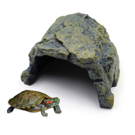 Cachette Reptile Abri pour Tortue Decoration Aquarium pour Animaux de Compagnie se Cachent Grottes pour Amphibiens Poissons de L