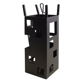 mex El Zorro 10004 Serviteur de cheminée forme carrée 50 x 20 x 20 cm avec accessoires Noir
