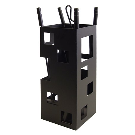 mex El Zorro 10004 Serviteur de cheminée forme carrée 50 x 20 x 20 cm avec accessoires Noir