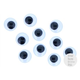 INNSPIRO Yeux mobiles phosphorescents autocollants 15 mm. 16u.