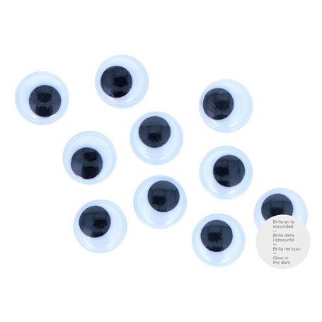 INNSPIRO Yeux mobiles phosphorescents autocollants 15 mm. 16u.