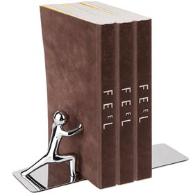 Balvi Serre-Livres Push! Coloris : chromé Ensemble de 2 unités INOX/Zinc