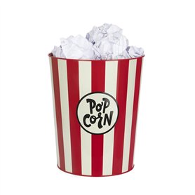 Balvi Corbeille à Papier Popcorn Couleur Rouge et Beige Les papiers simulent du Pop-Corn Métal