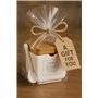 Deco Line Sucrier en céramique, Blanc avec Couvercle en Bois 8 cm