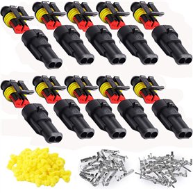RUNCCI-YUN 10 Kits 2 Broches Voiture Étanche Connecteur Électrique
