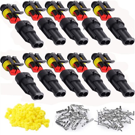 RUNCCI-YUN 10 Kits 2 Broches Voiture Étanche Connecteur Électrique