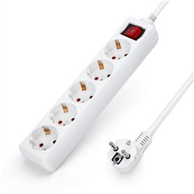 Aigostar - Multiprises 5 Prises Extension D'alimentation de 3G1.0m㎡ 1.5 Mètre Câble et Interrupteur et Sécurité Enfant Blanc Pri