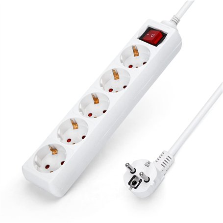 Aigostar - Multiprises 5 Prises Extension D'alimentation de 3G1.0m㎡ 1.5 Mètre Câble et Interrupteur et Sécurité Enfant Blanc Pri