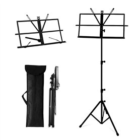 OcioDual Pupitre de Musique d'Orchestre en Métal Pliable pour Partition en Livres avec Sac Transport Hauteur Réglable Noir