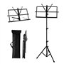OcioDual Pupitre de Musique d'Orchestre en Métal Pliable pour Partition en Livres avec Sac Transport Hauteur Réglable Noir