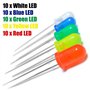 OcioDual Kit de 50 Diodes LED 5mm Blanc Bleu Jaune Rouge Vert pour Arduino Raspberry