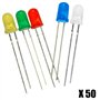 OcioDual Kit de 50 Diodes LED 5mm Blanc Bleu Jaune Rouge Vert pour Arduino Raspberry