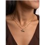 SINGULARU - Collier Dots L Noir Émail. Acier avec finition plaqué or 18 kt. Chaîne ajustable 40 cm. Bijoux pour femme
