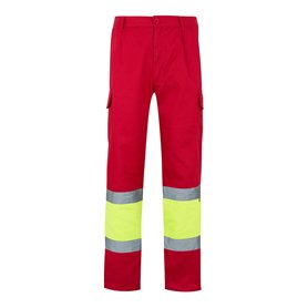 VELILLA 157 Pantalon bicolore multipoches haute visibilité Rouge/jaune fluo Taille M