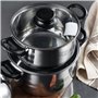 San Ignacio PK669 Batterie de Cuisine Sip 5 Pièces Casserole + Deux Faitouts avec Couvercle de Verre avec Set de 3 Poêles Ø16/20
