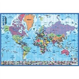Grupo Erik - Planche Éducative | Affiche semi-rigide 40 x 59 cm | Planisphère Français
