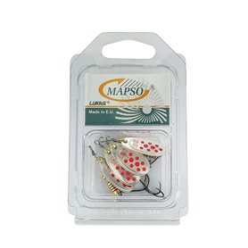 MAPSO - Blister 4 cuillères à café Orion nº2 argent rouge avec hameçon simple sans mort