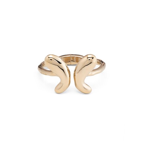 UNOde50 Bracelet rigide plaqué or 18 carats avec conception ouverte et un papillon central.