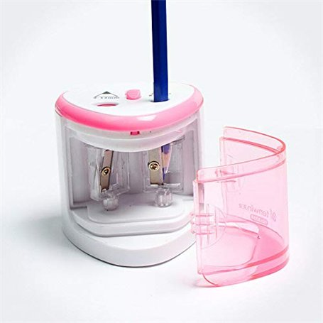 SUPERTOOL Taille-crayon électrique automatique à double trou rose pour enfants