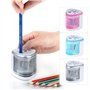 SUPERTOOL Taille-crayon électrique automatique à double trou rose pour enfants, bureau, artistes professionnels (rose)