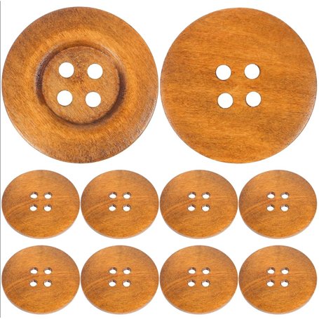 10pièces Lot De Boutons Bois Ronds Pour Couture Diy Boutons Écologiques Café Pour Projets De Bricolage