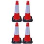 Ferretelix Lot de 4 cônes de signalisation trafic base en caoutchouc réfléchissant 50 cm (kit de 4 unités) Norme UNE EN 13244 Ba