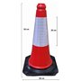Ferretelix Lot de 4 cônes de signalisation trafic base en caoutchouc réfléchissant 50 cm (kit de 4 unités) Norme UNE EN 13244 Ba