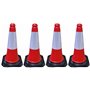 Ferretelix Lot de 4 cônes de signalisation trafic base en caoutchouc réfléchissant 50 cm (kit de 4 unités) Norme UNE EN 13244 Ba