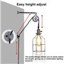 Barcelona LED Applique Murale Vintage avec Câble de Prise et Support de Lampe à Suspension à Poulie Industrielle Capuchon en Arg